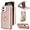 Rose Gold, variant on Compatible with iPhone 12 Pro/iPhone 12 Wallet Case,Detachable 2 in 1 Magnetic [9 Card Slots] Removable Wrist Strap Zipper Shockproof Kickstand Multi-Function PU Leather Case,6.1",Rosegold