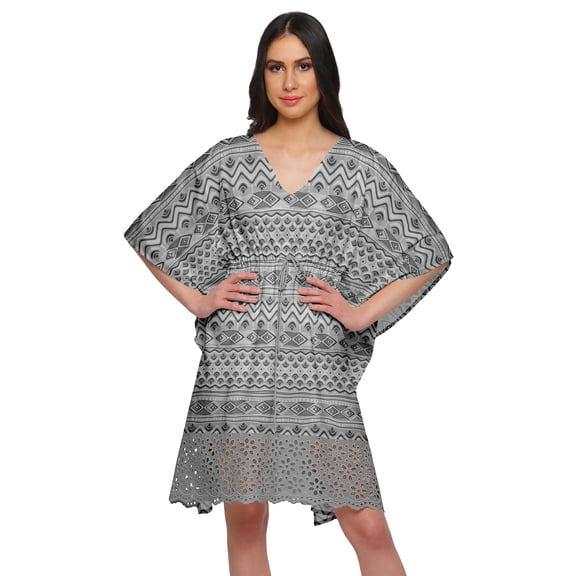 Moomaya Printed Bikini Cutwork Lace Caftan Kaftan Dresses For Women Plus Size