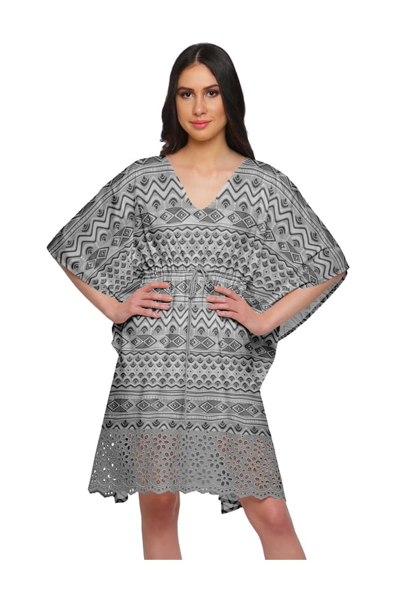 Short Caftan Cover Up Dress Printed Women Kaftan Beachwear Cover Up