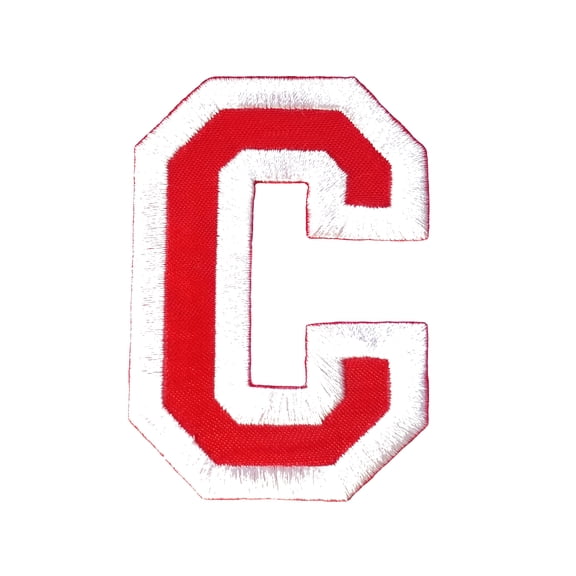 Initials A to Z and Numbers College Varsity Letterman Embroidered Iron On Patch 3" Red/White (C)