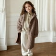 thumbnail image 6 of OGLCCG Girl's Faux Fur Long Jacket Button Front Fuzzy Fleece Hooded Cardigan Coat Outdoor Thickened Warm Winter Fluffy Jacket with Pockets 5-14 Years, 6 of 8