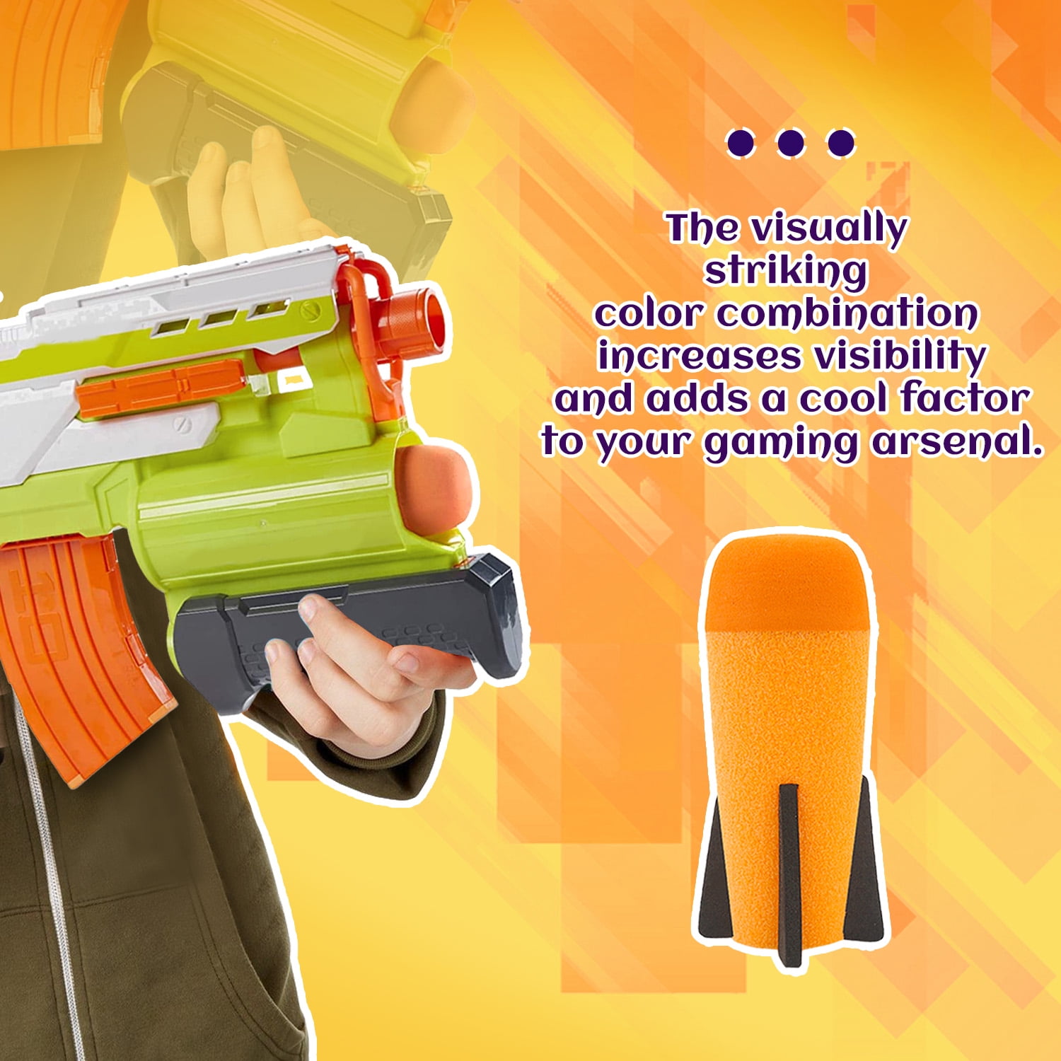 BOROLA 3 Pcs Missile Filled Foam Rocket Launcher, Compatible For Nerf N-Strike Elite series(Orange)