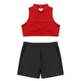 thumbnail image 4 of YONGHS Kids Girls 2Pcs Tracksuit Yoga Dance Sports Bra Crop Tops with Booty Shorts Set Red&Black 14, 4 of 7