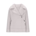 thumbnail image 4 of Chaqueta y abrigo informal de manga larga con capucha para mujer, cárdigan de lana con cremallera y solapa de color liso, chaqueta de manga larga, abrigo para mujer, 4 of 8
