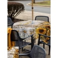 thumbnail image 5 of Outdoor Tablecloth with Umbrella Hole for Patio/Picnic/Party/Camping, Farmhouse Sunflower Waterproof Table Cloth Square Cover Washable, Vintage Daisy Butterflies Rustic Wood (54"x 54"), 5 of 8