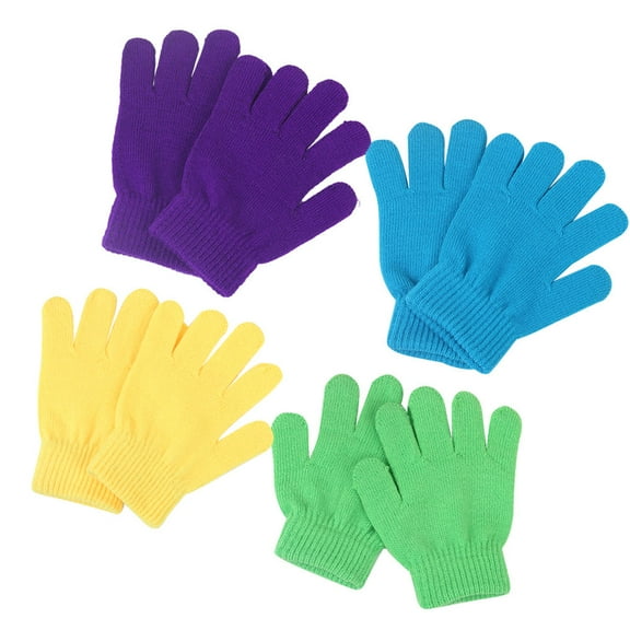 OUNONA 4 Pairs of Stretch Gloves for Boys Assorted Color Puff Ball Design Comfortable Fit