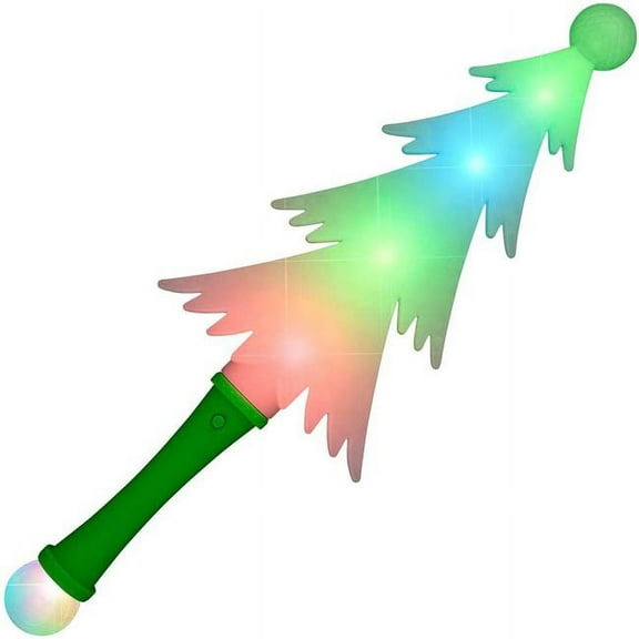 Light Up Frosted Christmas Tree Multi Color Wand with Crystal Ball