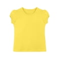 thumbnail image 6 of PWPSG Girls Back to School Shirts Kids Crewneck Tees Lightweight Summer Casual Shirts Solid Short Sleeve Tops for School & Daily Wear Yellow 9-10 Years, 6 of 8