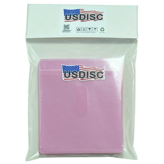 USDISC Plastic Sleeves, Double-sided 2 Disc, Pink, Pack Of 600