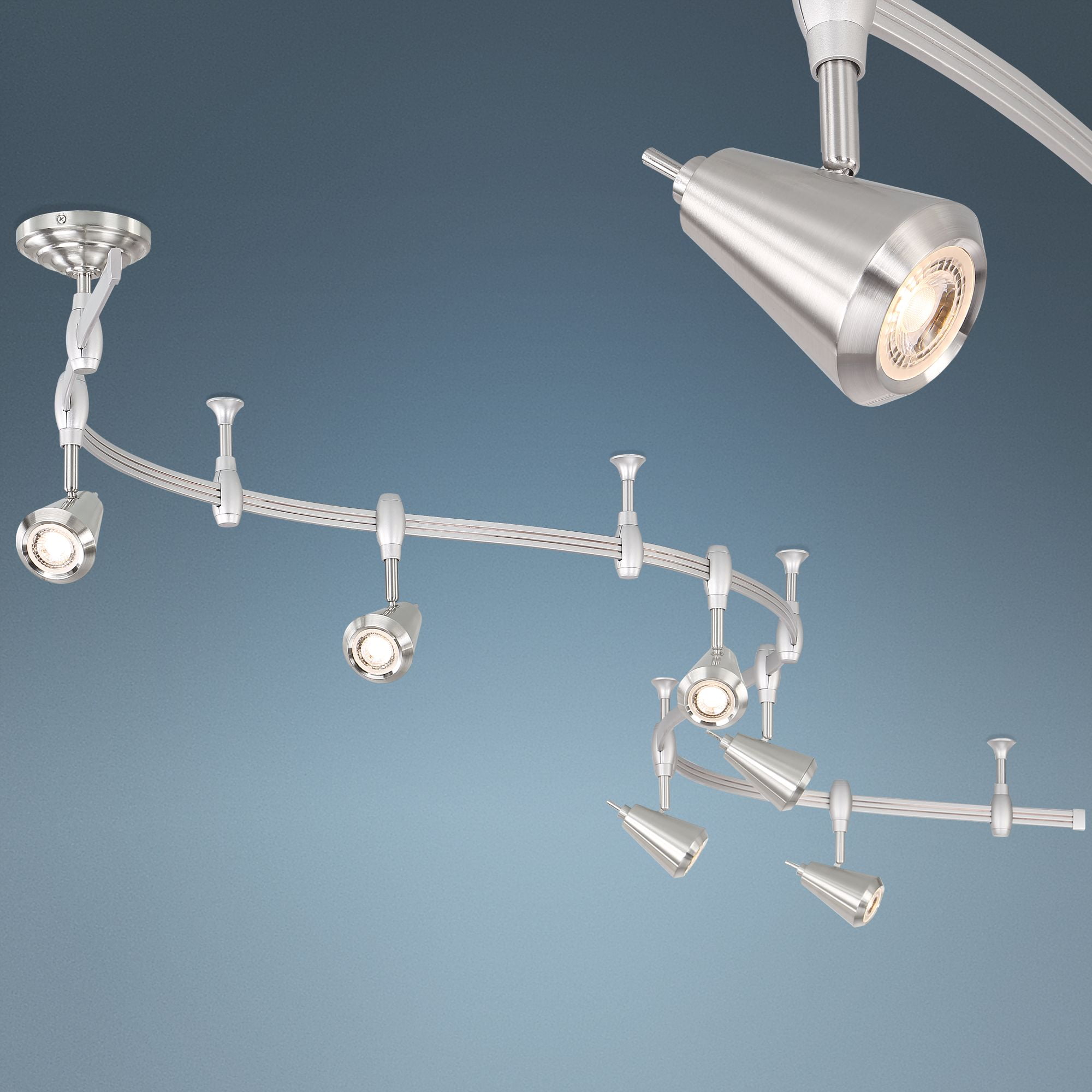 Pro Track Ali 6Light Brushed Nickel Monorail LED Track Light Walmart