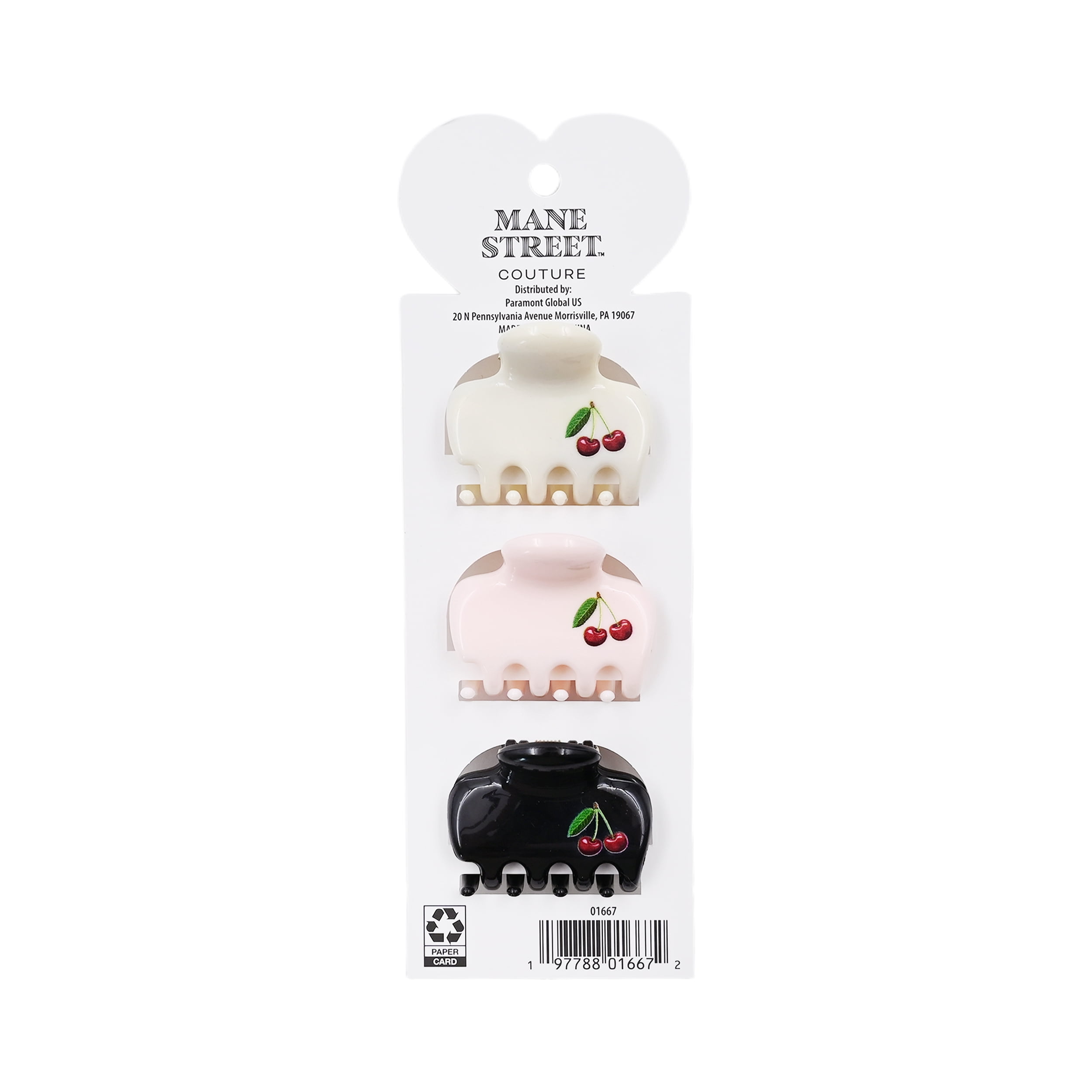 Mane Street Couture Cherry Mini Hair Claw Clips 3 Count
