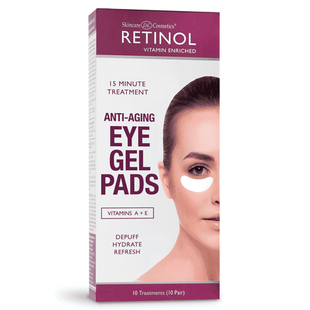 Retinol Anti-Aging Gel Eye Pads with Vitamin A, De-Puffing Skincare Treatment, 10 Pairs