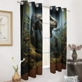 thumbnail image 3 of 3D Visual Illusion Dinosaur 2 Panels 3D Printing Pattern Curtain for Bedroom Living Room Kitchen Window Decoration Home, 3 of 6