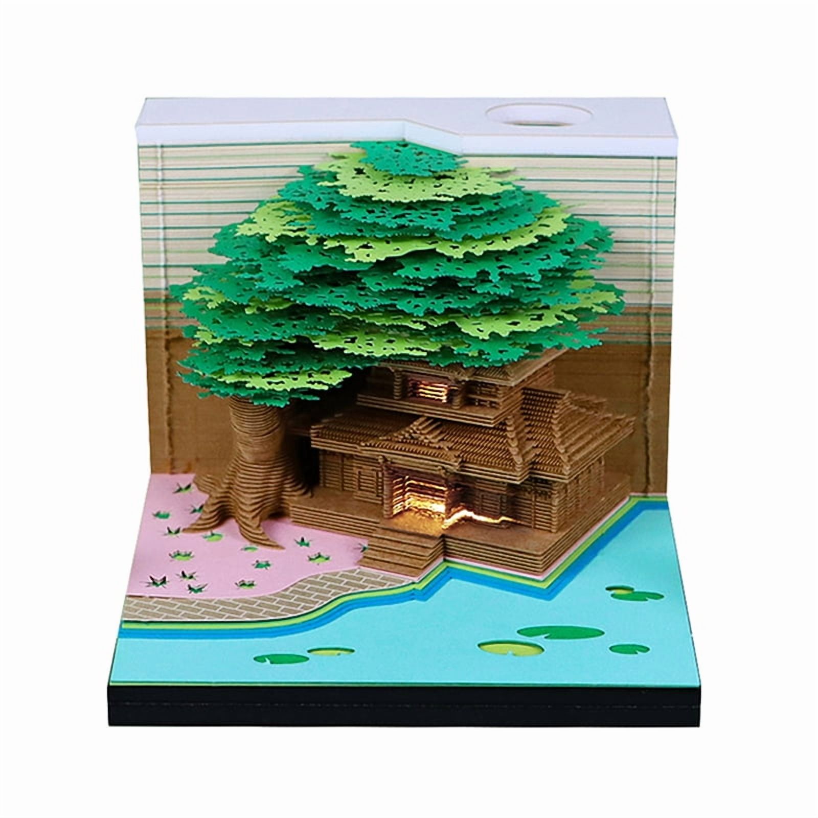 Time Piece Calendar 2026 Desk Calendar With LED Light 3D Tear-away Calendar Paper Carving Art Pad Notepad Gift Christmas