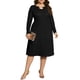 thumbnail image 2 of Vestido de suéter de mujer plus size Agnes Orinda, ligero, de manga larga, pulóver midi, 4X, negro, 2 of 6