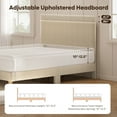 thumbnail image 5 of Bestier Corduroy Upholstered Queen Bed Frame with Adjustable Headboard, Platform Bed Frame with LED Light, Solid Wood Slats, No Box Spring Needed, Beige, 5 of 10