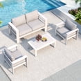thumbnail image 6 of Cozyhom Patio Outdoor Coffee Table With Aluminum Leg Rectangular Metal, Patio Metal Coffee Table Outdoor Rectangular Table, White, 6 of 9