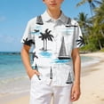 thumbnail image 2 of WUANDIXFA Kids Vibrant Hawaiian Shirt Beach Party Style Boy's Girl's Fun Print (Sky Blue, 7-8 Years), 2 of 7