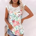 thumbnail image 2 of Camiseta sin mangas de encaje con estampado de mujer Camiseta sin mangas de empalme de cuello redondo Camiseta ligera y cómoda delgada OAVQHLG3B Store lin121212, 2 of 5