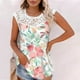 thumbnail image 2 of Camiseta sin mangas de encaje con estampado de mujer Camiseta sin mangas de empalme de cuello redondo Camiseta ligera y cómoda delgada OAVQHLG3B Store lin121212, 2 of 5