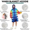 thumbnail image 5 of Colorful Tie Dye Symmetric Pattern Wearable Oversized Blanket,Wearable Blanket Hoodie for Adults,Cozy Hooded Blankets with Super Pockets,Super Warm Fuzzy Pullover for Women & Men, 5 of 6