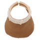 thumbnail image 1 of Vacaciones de verano Sombrero de playa Gorra con visera Gorra de paja con parasol de perlas para niña Mujer (Café 54x58cm), 1 of 6
