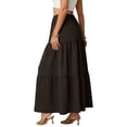 thumbnail image 3 of Women's Casual High Waist Drawstring A-line Maxi Skirt With Pockets Coffee S, 3 of 5
