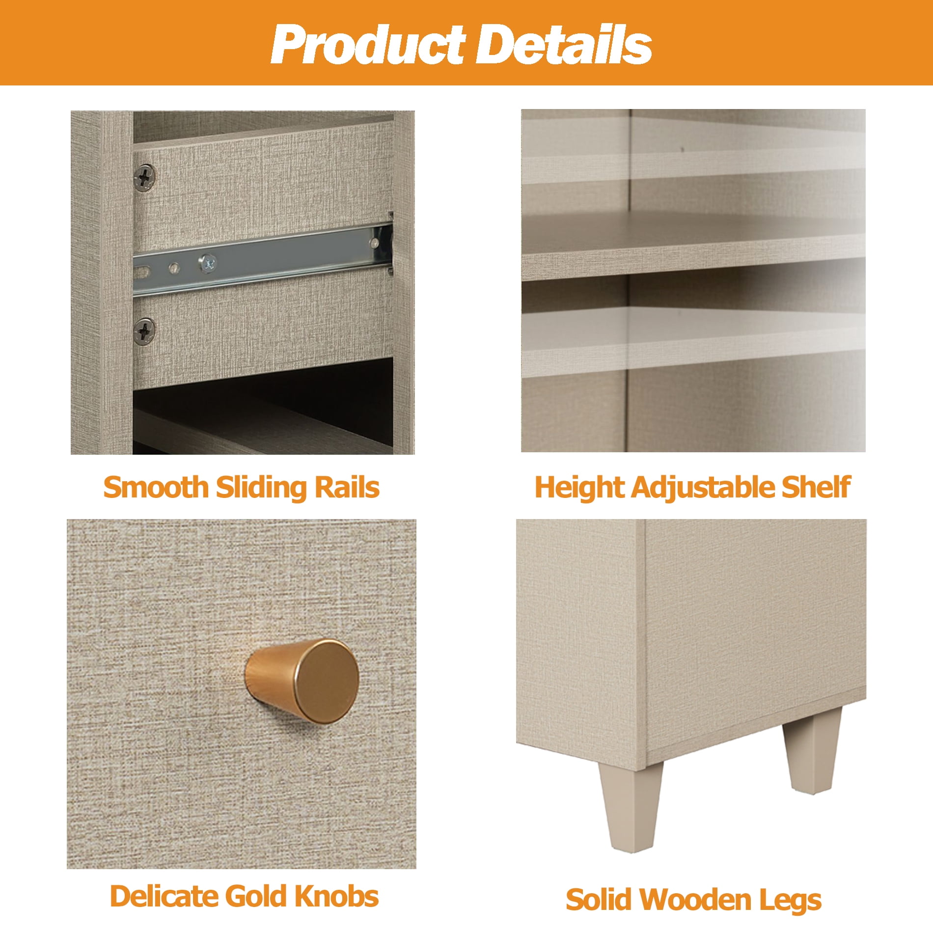 WAMPAT 4 Pieces Sideboards with Doors and Drawers for Dining Room Kitchen, Beige, 32.4" H, 3 Packs