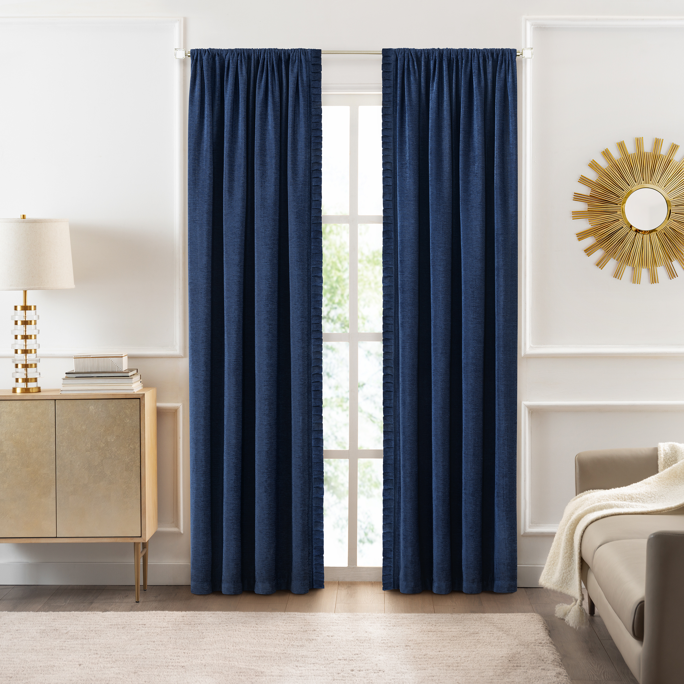 Achim Bordeaux Indoor Polyester Light Filtering Solid Curtain Panel, Navy, 52-in W x 63-in L - image 4 of 7