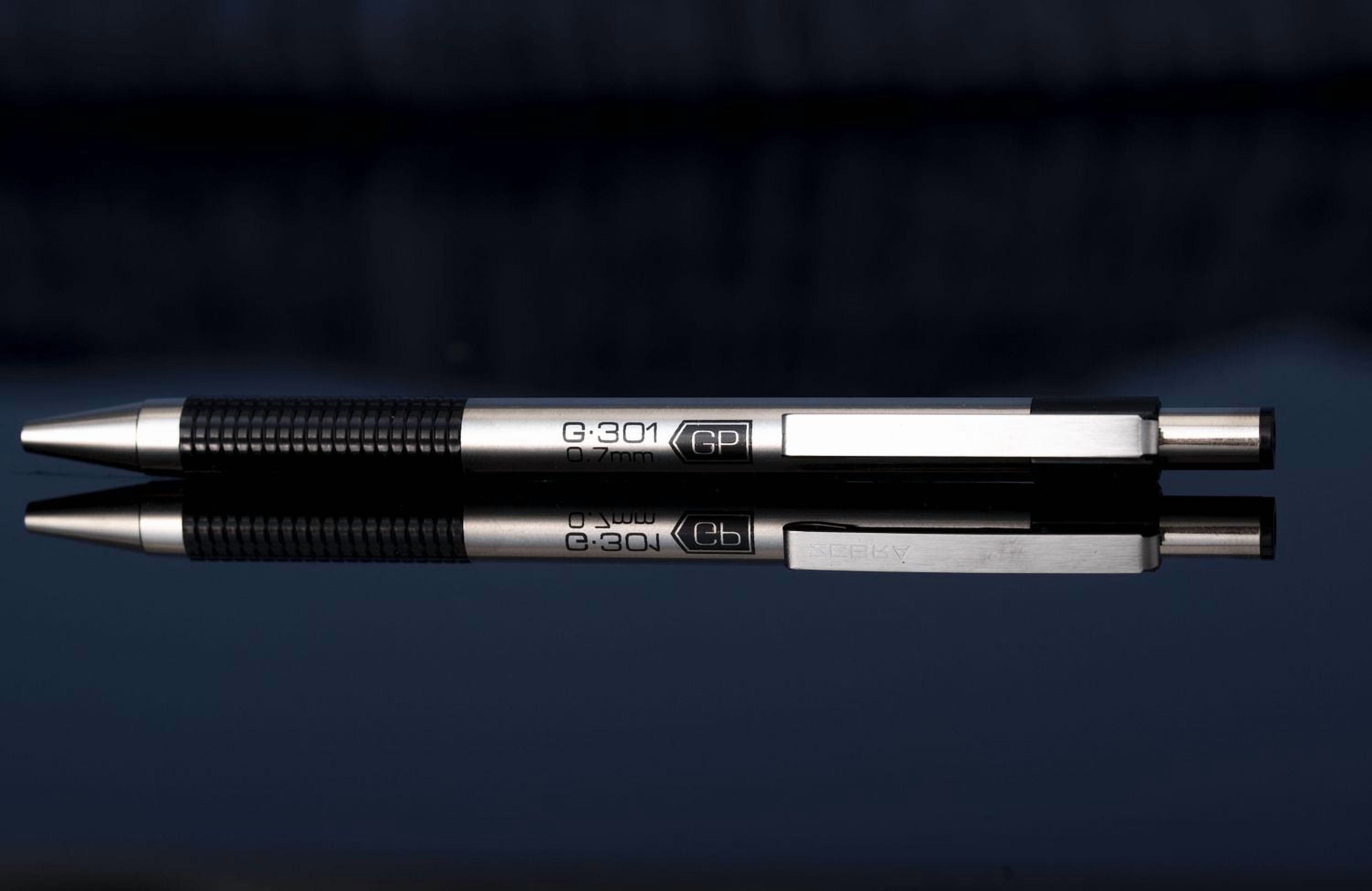 G-301 Stylo gel rétractable en acier inoxydable G-301 de Zebra - Noir Paq. de 2