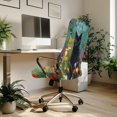 thumbnail image 3 of POLERO Brushed Elastic Fabric All-in-One Desk Computer Chair Slipcover for Gaming Home, Anti Aging Breathable High Back Chair Slipcover, Black Cat Cherry Blossoms, 3 of 7