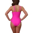 thumbnail image 3 of INSPIRE CHIC Conjunto de Bikini Monokini de Color Bloque para Mujeres, Traje de Baño de Una Pieza con Anillo en O y Lazos Lateral, Pequeño Rosa Rojo, 3 of 5