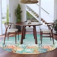thumbnail image 3 of Coastal Beach Round Area Rug 8Ft Washable Large Circle Rugs for Living Room Dorm, Ocean Wave Summer Sea Starfish Coral Teal Beige Non-Slip Carpet Floor Mats Indoor Outdoor Carpet Runner Home Decor, 3 of 8