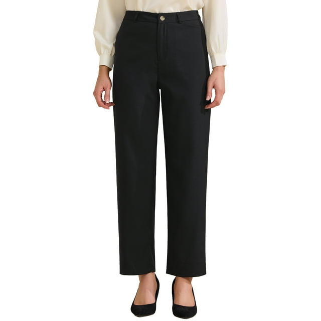INSPIRE CHIC Pantalones Largos de Trabajo Formales Casual de Cintura Alta para Mujeres M Negro