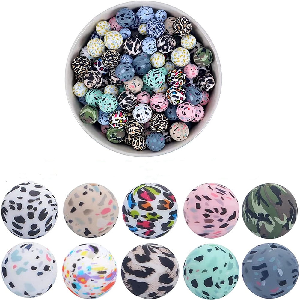 Leopard Silicone Bead Mix, 50 or 100 BULK Round Silicone Beads – USA  Silicone Bead Supply Princess Bead Supply
