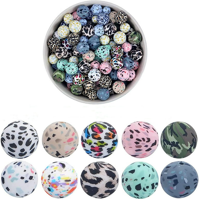 100Pcs Silicone Loose Beads 15mm Bracelet Beads for DIY Necklace Bracelet  Jewelry Craft Making Jewelry Supplies Mix Color 100Pcs 