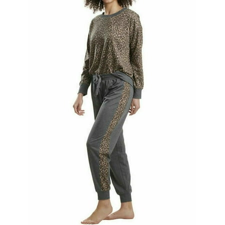 

Splendid Ladies Jogger and Crew Neck Pajama Set 2-Piece Lively Leopard Large