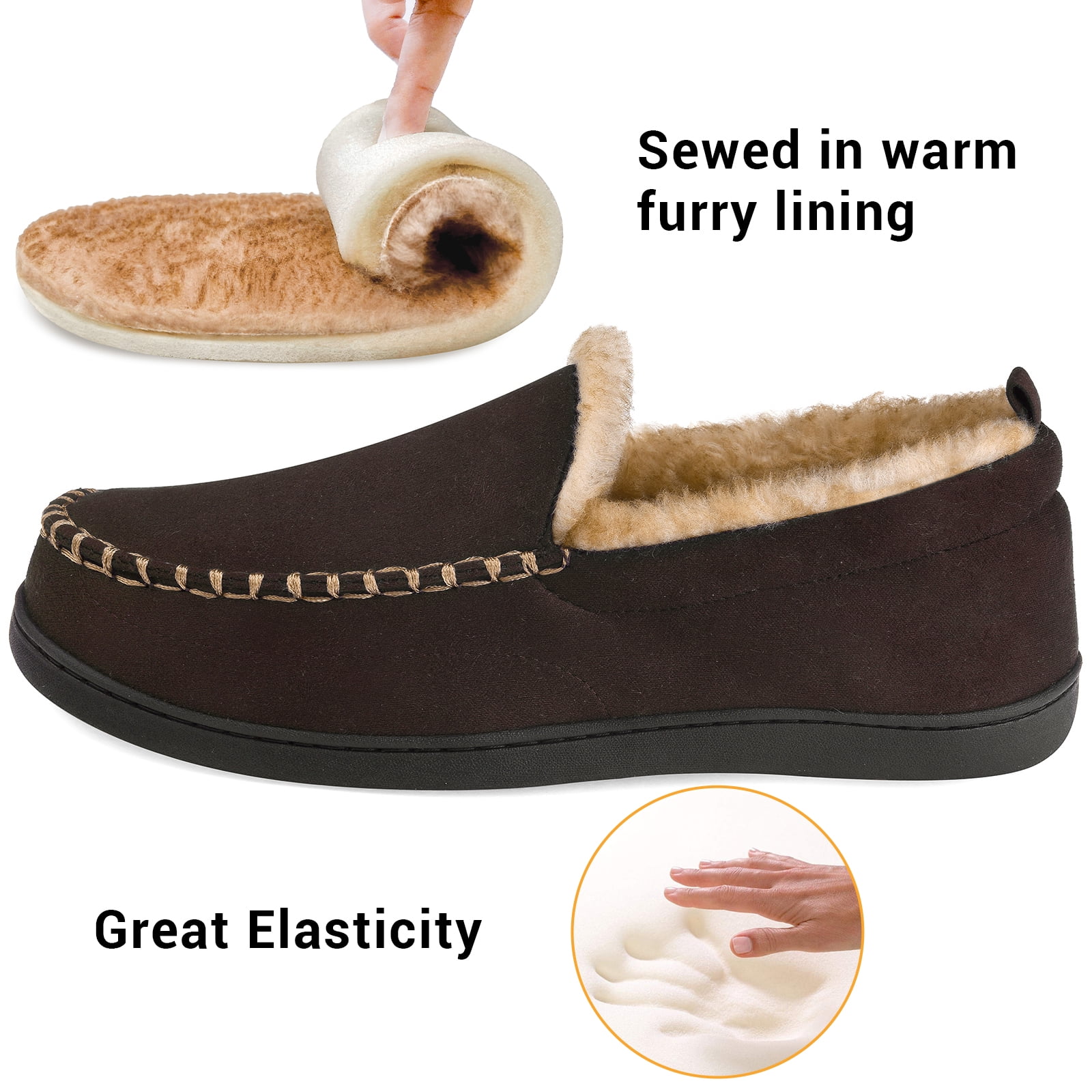 VONMAY Men's Moccasin Slippers Fuzzy 