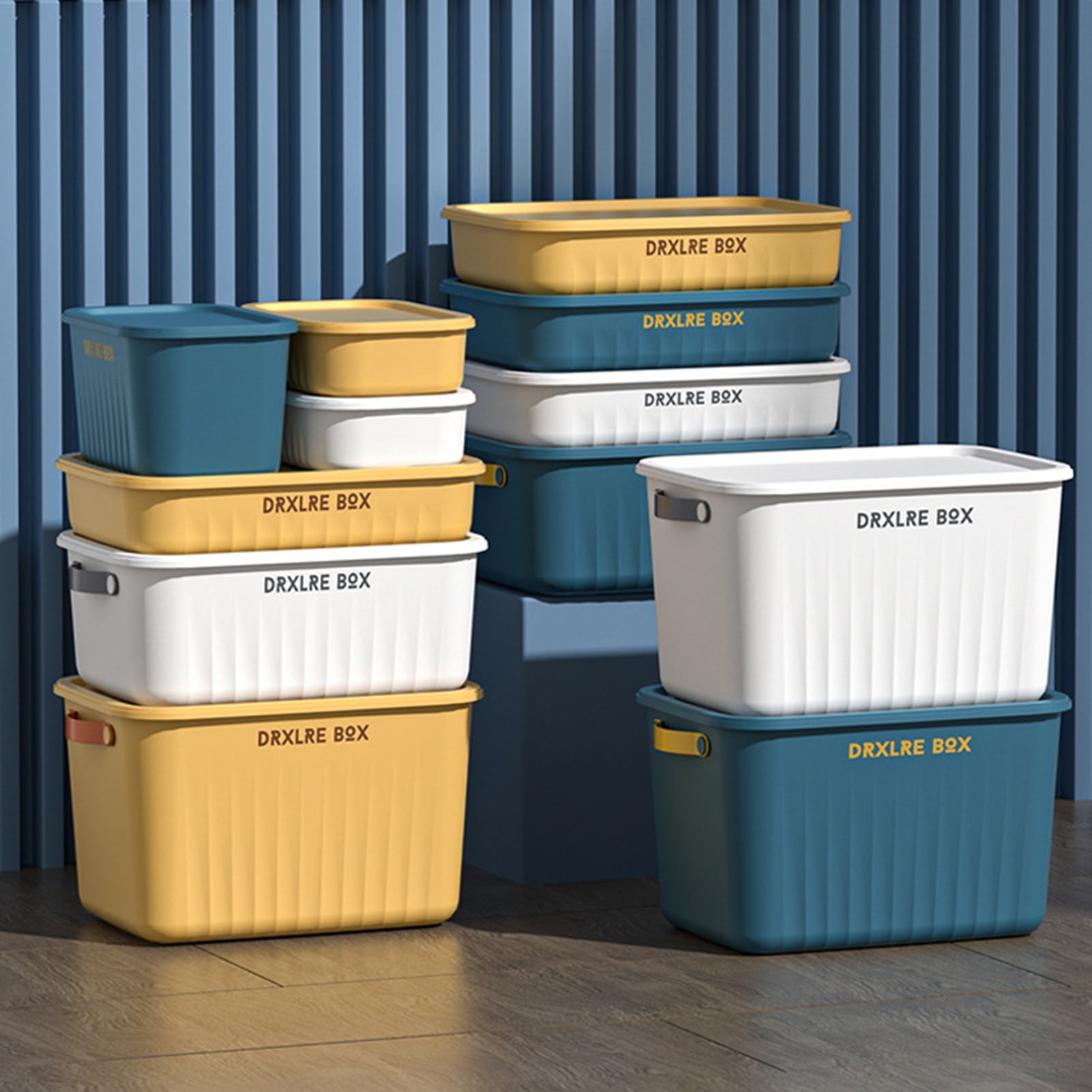 Boîte de Rangement avec Couvercle Gain d'Espace Grande Capacité Stable Empilable Rangement Matériau PP Jouets pour Enfants Boîtes Organisateur pour la Maison