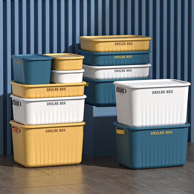 Boîte de Rangement avec Couvercle Gain d'Espace Grande Capacité Stable Empilable Rangement Matériau PP Jouets pour Enfants Boîtes Organisateur pour la Maison