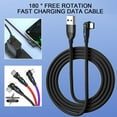 thumbnail image 3 of USB Type C Cable 3A Fast Charging Wire USB-C Charger 180° Data Cable Cord K7D9, 3 of 9