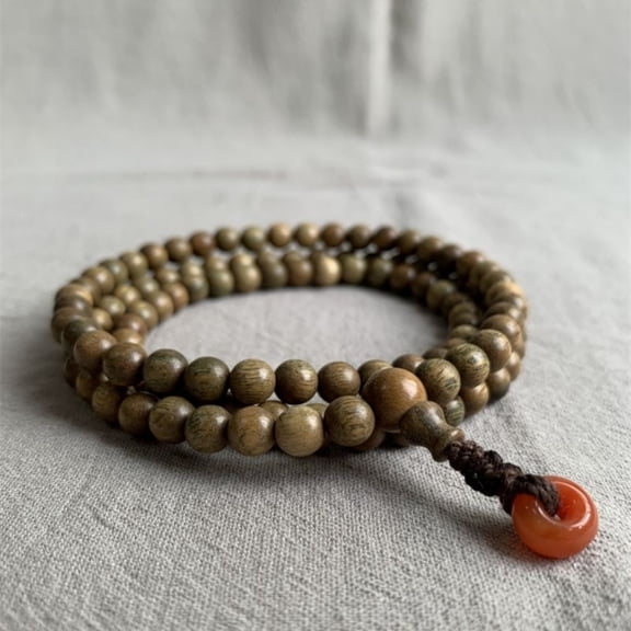 Wood Mala Bracelet 108 Beads 8mm Multi Wrap Peace Buckle Buddhist Prayer Strand Meditation Jewelry for Men and Women