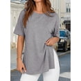 thumbnail image 6 of Weardear 4 Packs Maternity Shirts Crew Neck Batwing Short Sleeve Pregnancy Tunic Tops Split Side Summer T Shirt for Women, 6 of 6