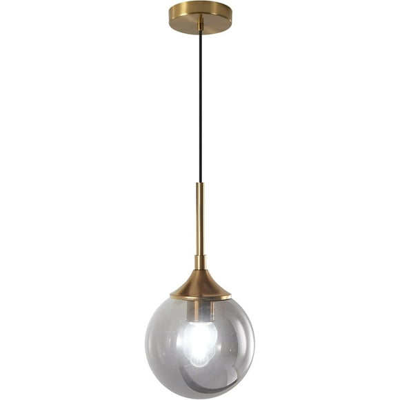 KCO Lighting Modern Smoke Grey Pendant Light Vintage Globe Hanging Lamp for Bedroom