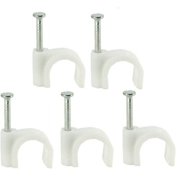 200 pcs Ethernet Steel Nails Coaxial Starlight Management Mounting Print Support for Single Coax LED Holder Tv Wire Pe Wall Round Cable Nail Cord Clamps Electrical Fastener Clips