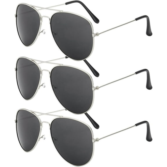 3 Pcs Pilot Sunglasses Mens, Polarised Sunglasses Glasses Men Women, Ultra Lightweight, Flat Lens Retro Classic UV400 Protection for Driving Traveling Fishing (grey)
