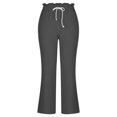 thumbnail image 6 of QUINDOS Womens Fall Fashion 2024 Pants Straight Leg High Waisted Long Casual Trousers Cotton Linen Drawstring Loose Pants with Pockets, 6 of 9