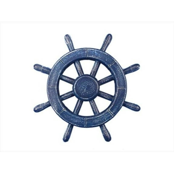 Handcrafted Model Ships Rustic-All-Dark-Blue-SW-12 Rustic All Dark Blue Ship Wheel 12 in. Decorative Accent