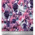 thumbnail image 1 of Soimoi Georgette Viscose Fabric Pug,Beagle & English Cocker Spaniel Dog Scene Print Fabric by Yard 42 Inch Wide, 1 of 1