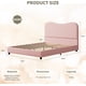 thumbnail image 2 of Queen marco de cama niños-velvet forrado cabecero cute low-profile cama de plataforma girls y boys no necesita colchón base strong de madera slats noise-free fácil montaje (rosa), 2 of 7